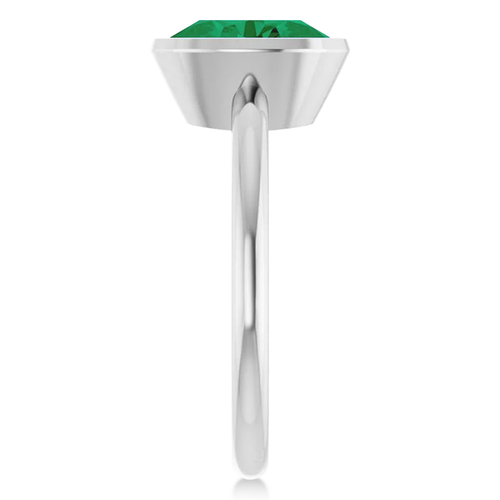 Oval Lab Emerald Fashion Ring in Sterling Silver (1.50ct)