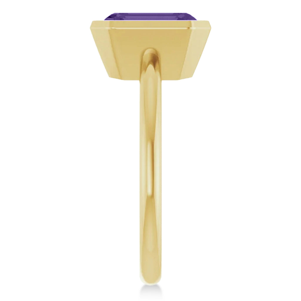 Emerald Cut Lab Amethyst Fashion Ring 14K Yellow Gold (2.20ct)