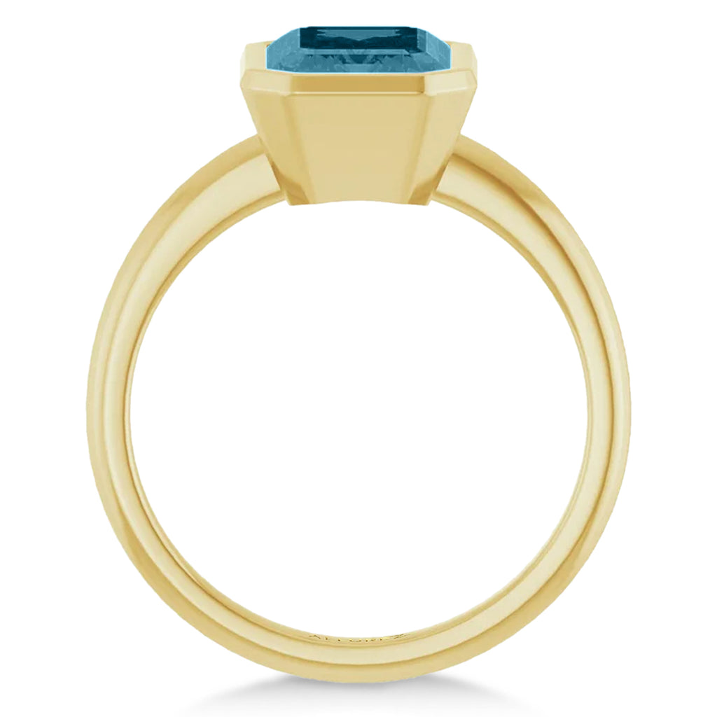 Emerald Cut Lab Aquamarine Fashion Ring 14K Yellow Gold (2.20ct)