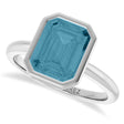 Emerald Cut Lab Aquamarine Fashion Ring in Sterling Silver (2.20ct)