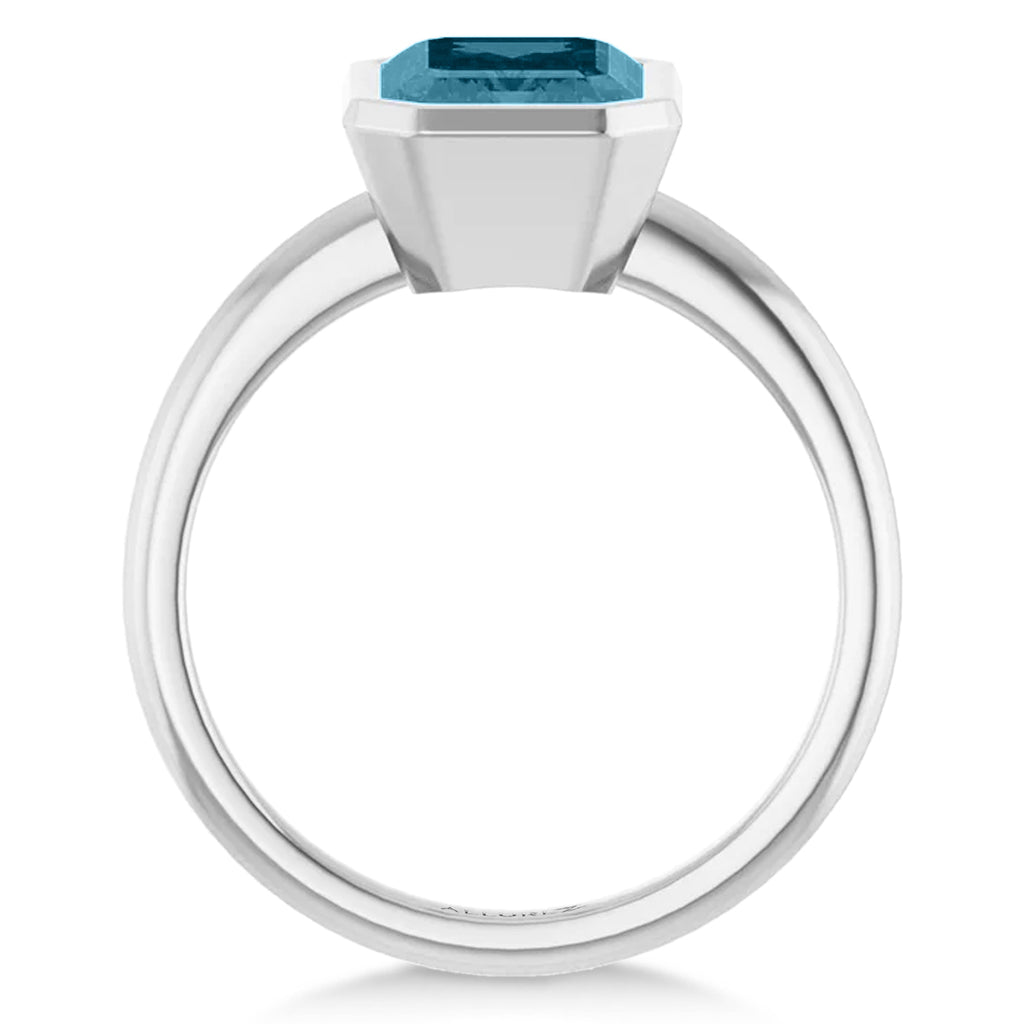 Emerald Cut Lab Aquamarine Fashion Ring in Sterling Silver (2.20ct)