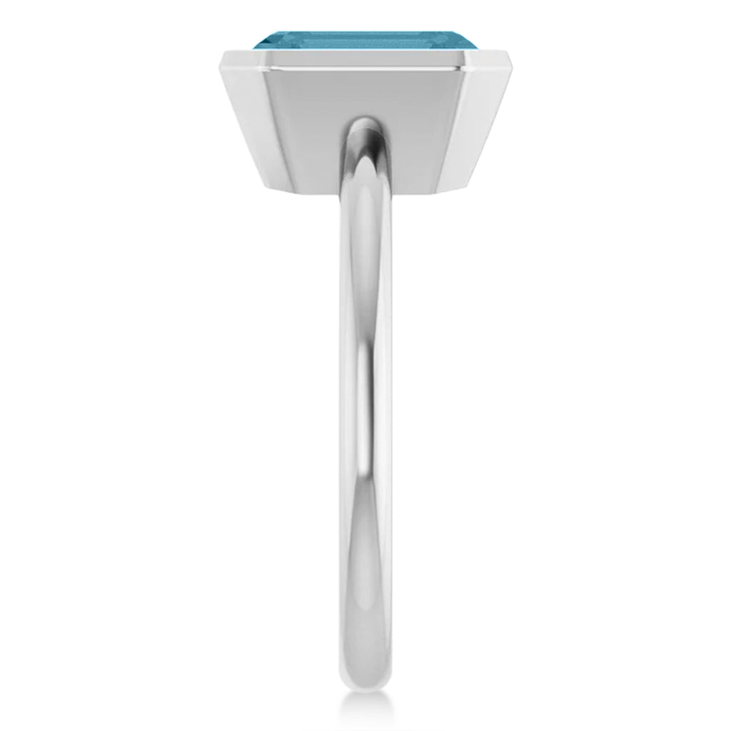 Emerald Cut Lab Aquamarine Fashion Ring in Sterling Silver (2.20ct)