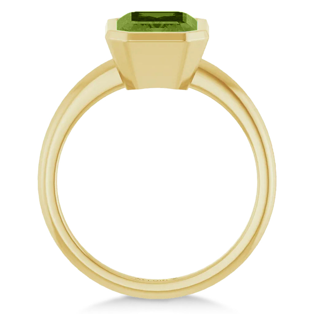 Emerald Cut Lab Peridot Fashion Ring 14K Yellow Gold (2.40ct)