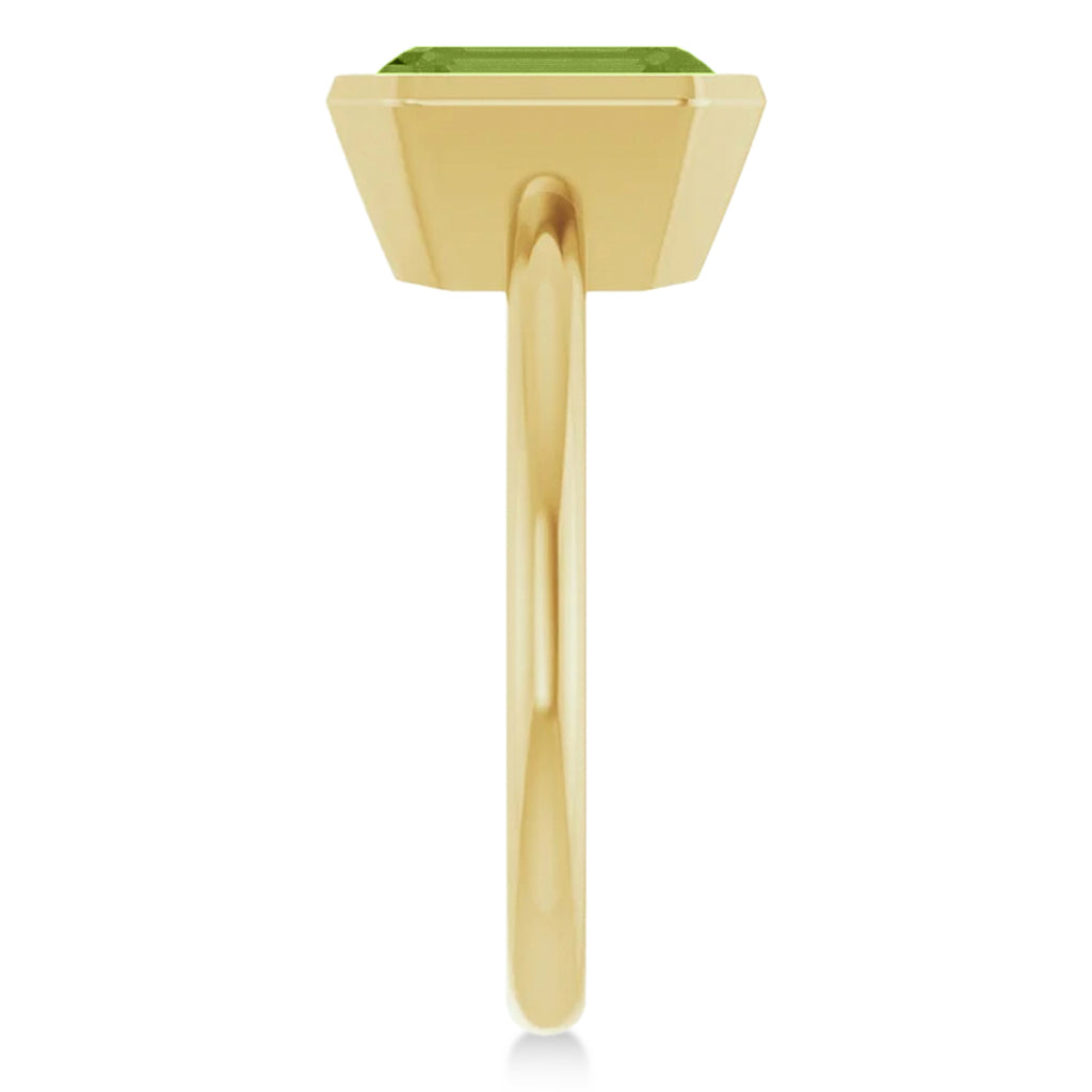 Emerald Cut Lab Peridot Fashion Ring 14K Yellow Gold (2.40ct)