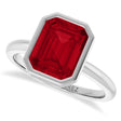 Emerald Cut Lab Ruby Fashion Ring 14K White Gold (3.00ct)