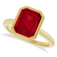 Emerald Cut Lab Ruby Fashion Ring 14K Yellow Gold (3.00ct)