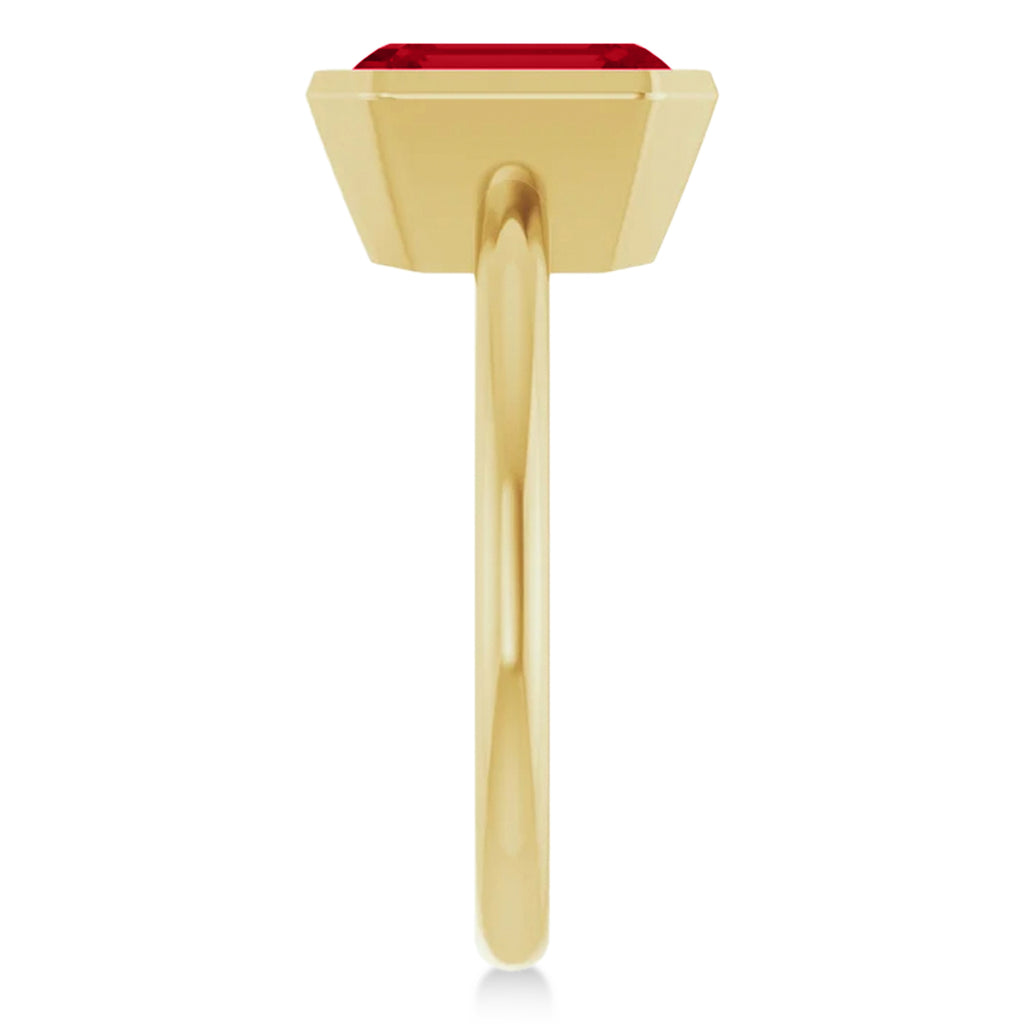 Emerald Cut Lab Ruby Fashion Ring 14K Yellow Gold (3.00ct)