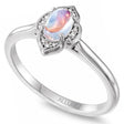Natural Rainbow Moonstone & Diamond Clover Ring 14K White Gold (0.49ct)