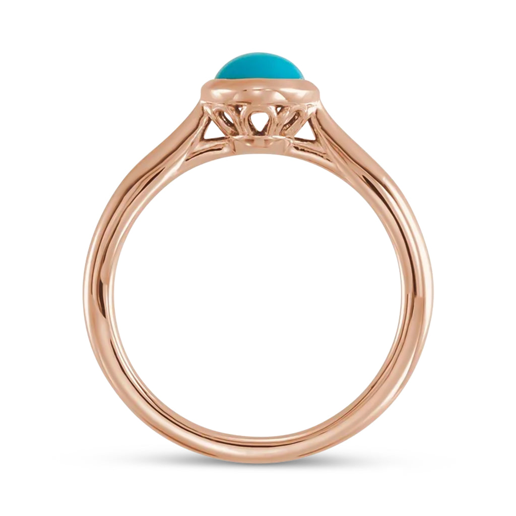 Oval Natural Cabochon Turquoise Ring 14K Rose Gold (0.75ct)