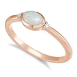 Oval Natural Cabochon Ethiopian Opal & Diamond Ring 14K Rose Gold (0.34ct)