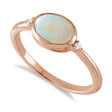 Oval Natural Cabochon Ethiopian Opal & Diamond Ring 14K Rose Gold (0.81ct)
