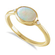 Oval Natural Cabochon Ethiopian Opal & Diamond Ring 14K Yellow Gold (0.81ct)
