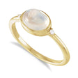 Oval Natural Cabochon Rainbow Moonstone & Diamond Ring 14K Yellow Gold (1.53ct)