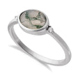 Oval Natural Cabochon Moss Agate & Diamond Ring 14K White Gold (0.93ct)