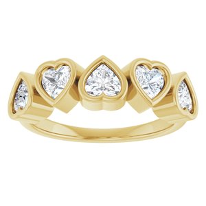 Five Heart 14K Yellow Gold Natural White Sapphire Ring ViewS