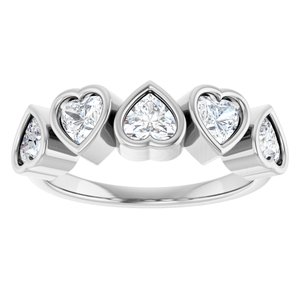 Five Heart Sterling Silver Natural White Sapphire Ring ViewS