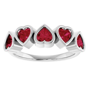 Five Heart Lab Ruby Ring in Sterling Silver ViewS