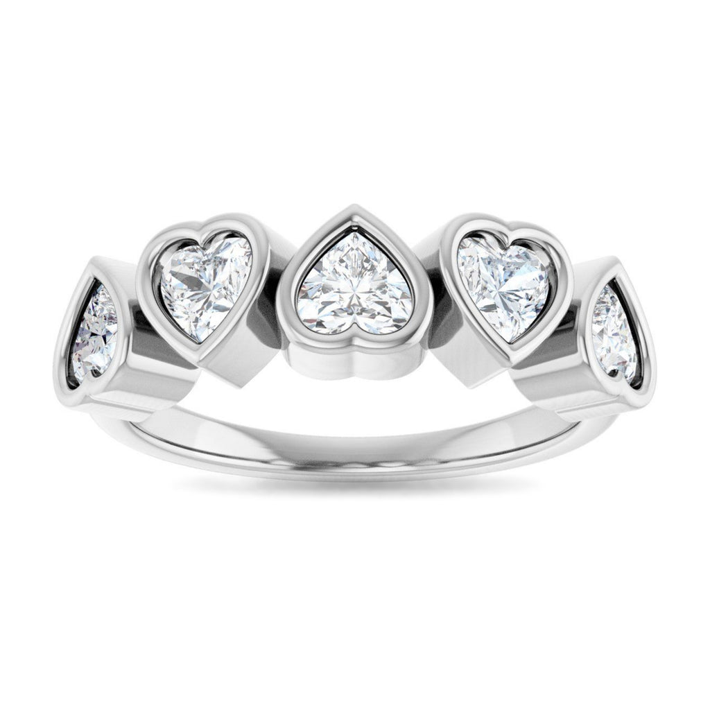 Five Heart Lab Diamond Ring in 14K White Gold ViewS
