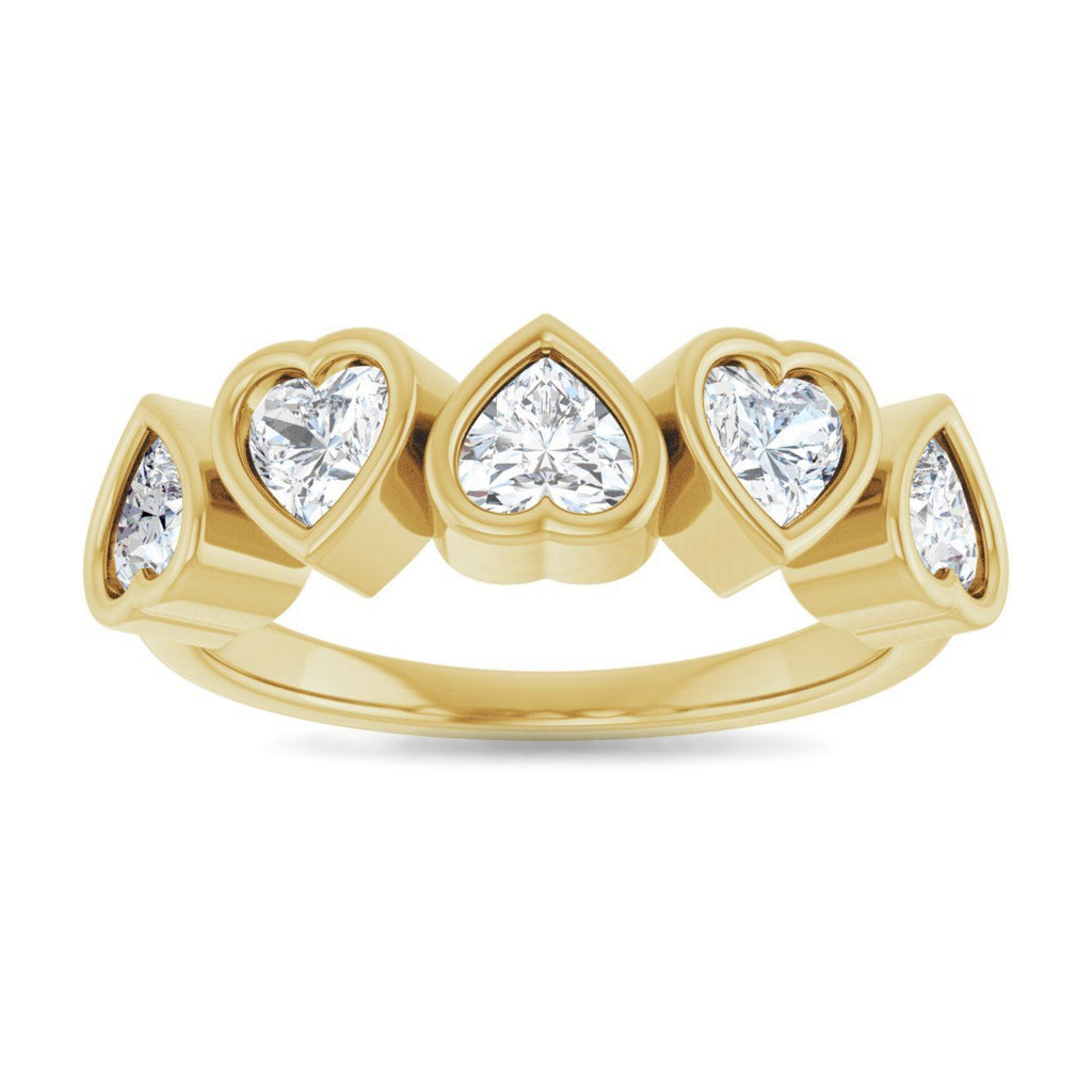 Five Heart Lab Diamond Ring in 14K Yellow Gold ViewS