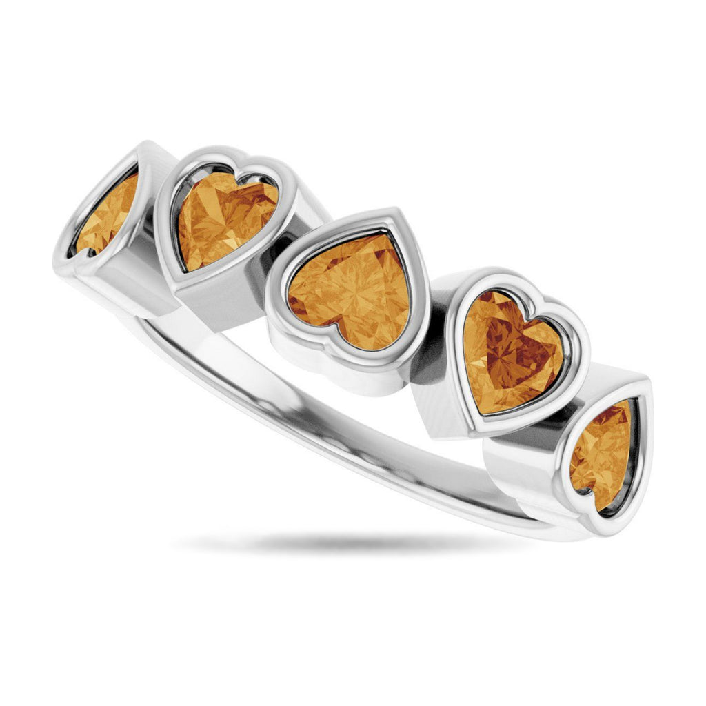 Five Heart Natural Citrine Ring in Sterling Silver View 5