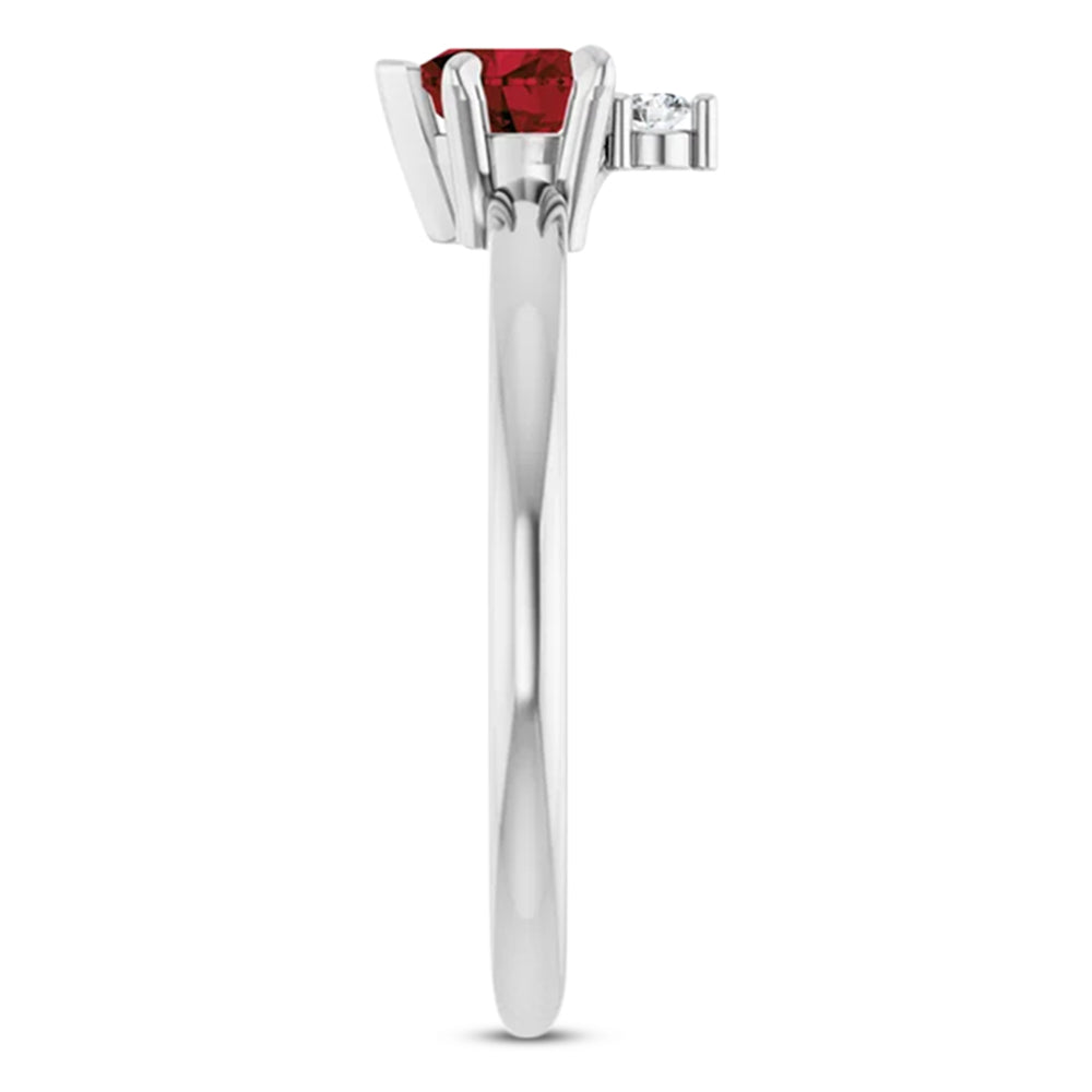 Heart Natural Mozambique Garnet & Natural Diamond Ring 14K White Gold (0.63ct)