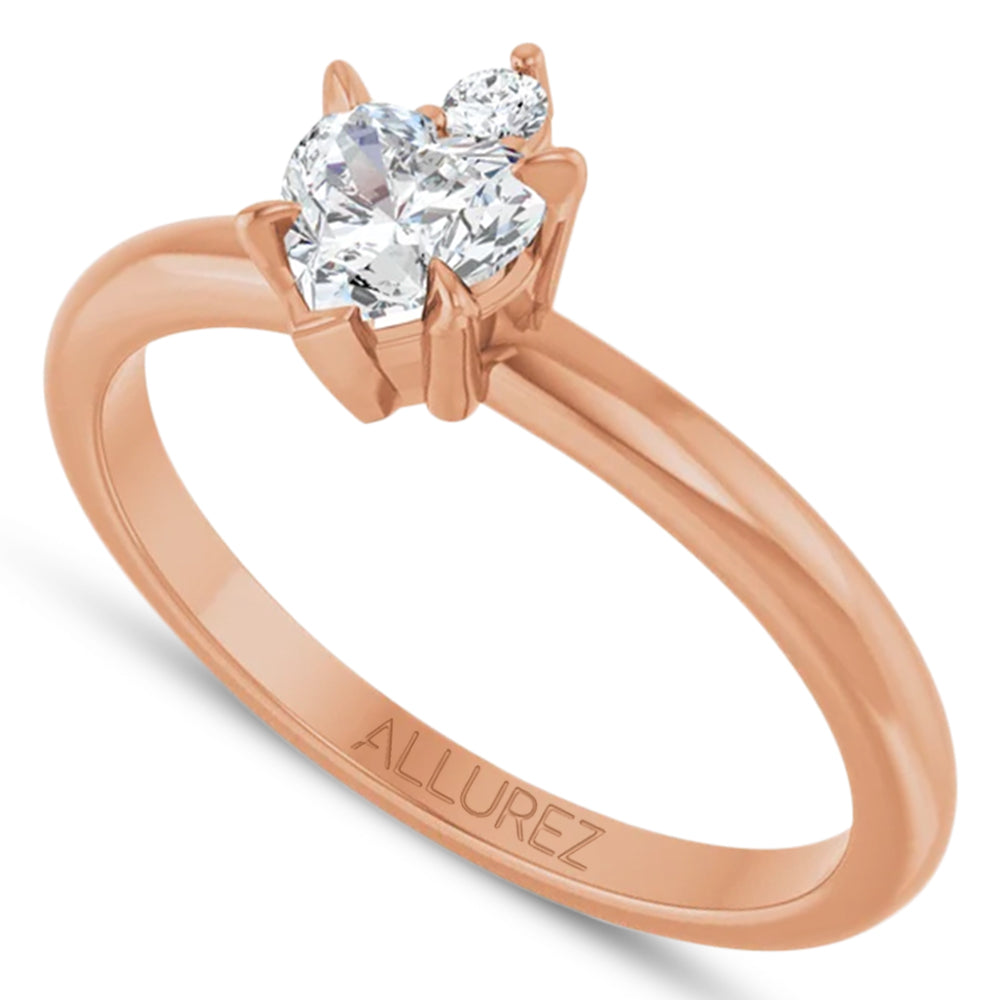 Heart Natural White Sapphire & Natural Diamond Ring 14K Rose Gold (0.58ct)