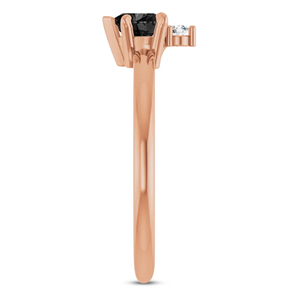 Heart Natural Black Onyx & Natural Diamond Ring 14K Rose Gold (0.38ct)