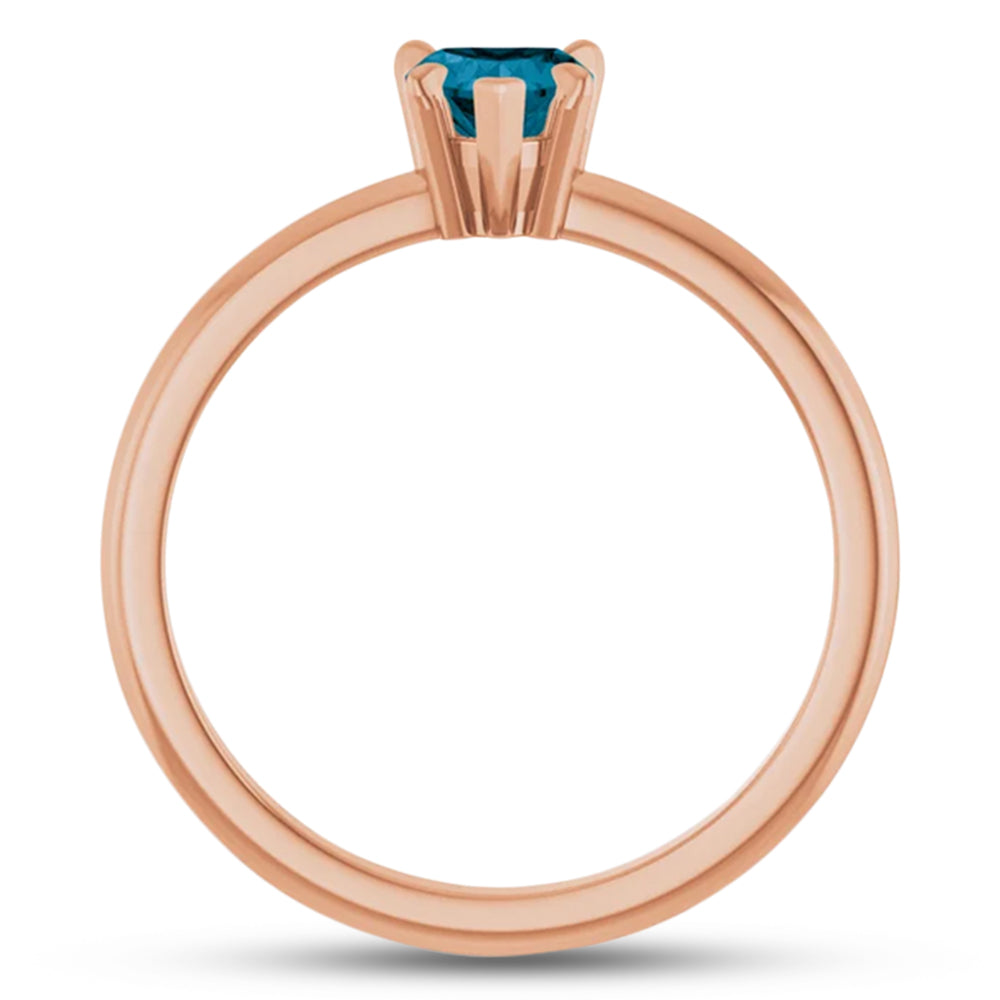 Heart Natural London Blue Topaz & Natural Diamond Ring 14K Rose Gold (0.60ct)