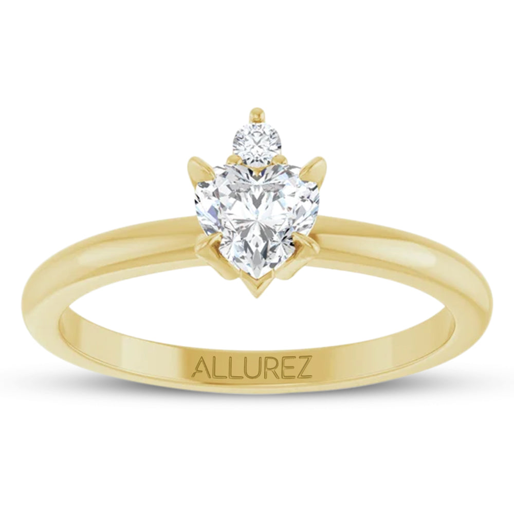Heart Natural White Sapphire & Natural Diamond Ring 14K Yellow Gold (0.58ct)
