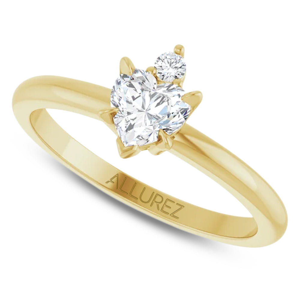 Heart Natural White Sapphire & Natural Diamond Ring 14K Yellow Gold (0.58ct)