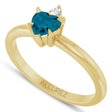 Heart Natural London Blue Topaz & Natural Diamond Ring 14K Yellow Gold (0.60ct)