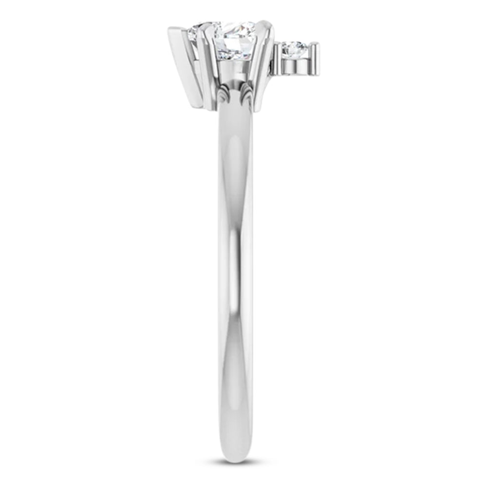 Heart Natural White Sapphire & Natural Diamond Ring 14K White Gold (0.58ct)