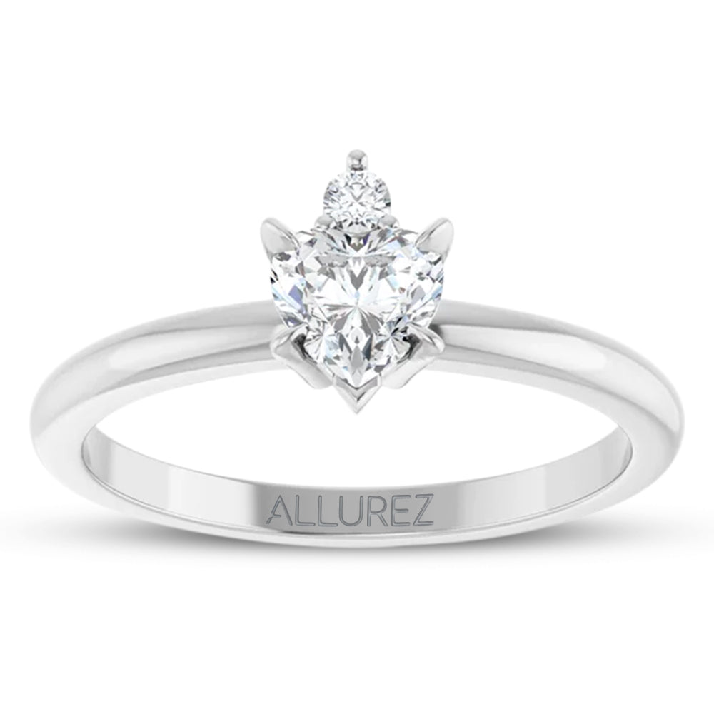 Heart Natural White Sapphire & Natural Diamond Ring 14K White Gold (0.58ct)