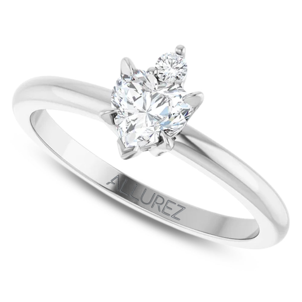 Heart Natural White Sapphire & Natural Diamond Ring 14K White Gold (0.58ct)