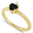 Heart Natural Black Onyx & Natural Diamond Ring 14K Yellow Gold (0.38ct)