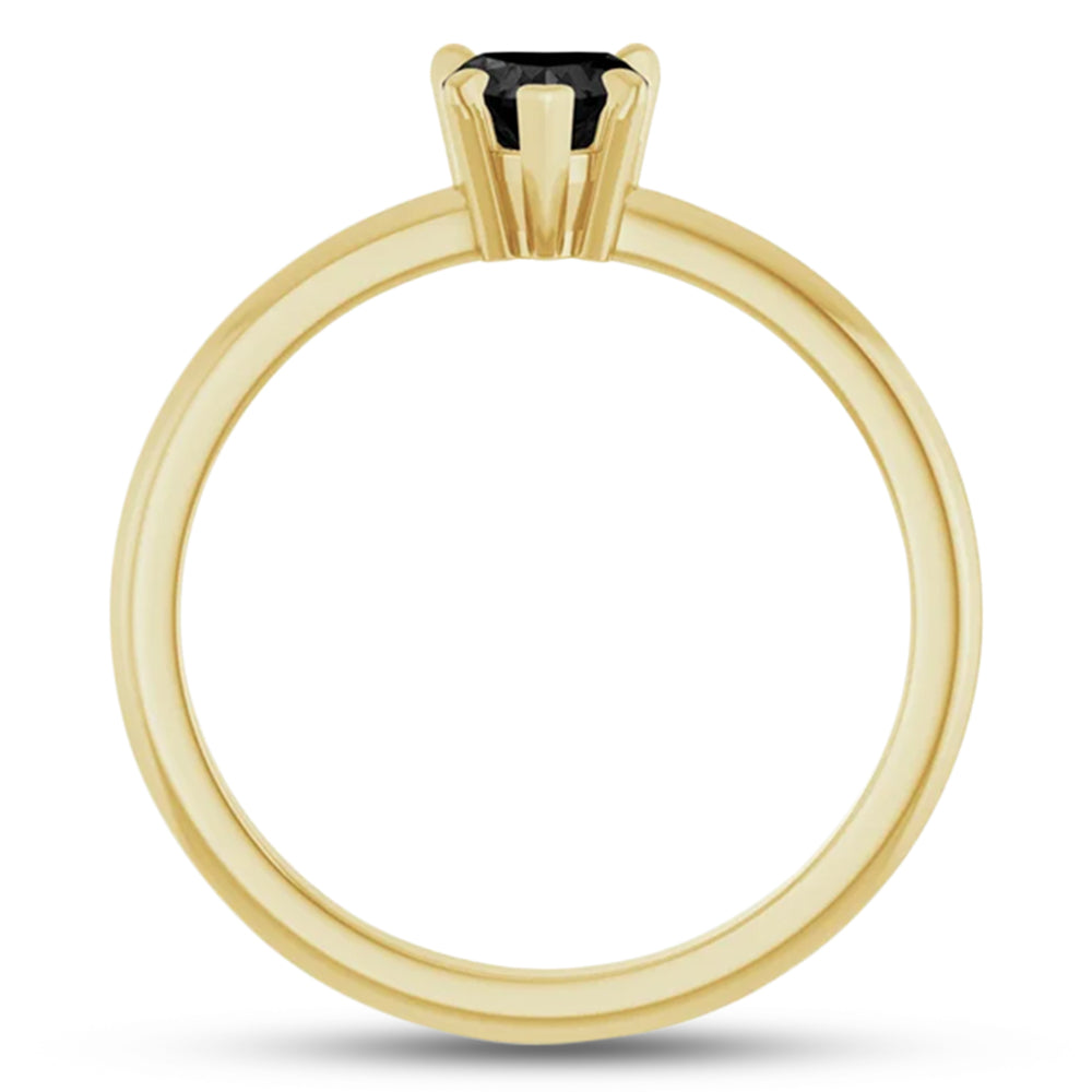 Heart Natural Black Onyx & Natural Diamond Ring 14K Yellow Gold (0.38ct)