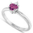 Heart Natural Pink Tourmaline & Natural Diamond Ring 14K White Gold (0.49ct)