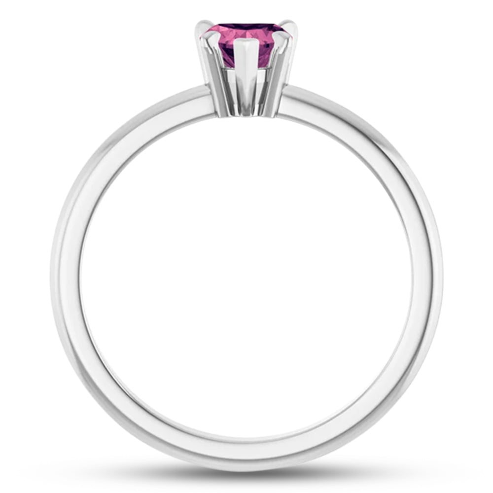 Heart Natural Pink Tourmaline & Natural Diamond Ring 14K White Gold (0.49ct)