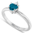 Heart Natural London Blue Topaz & Natural Diamond Ring 14K White Gold (0.60ct)