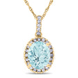 Aquamarine & Halo Diamond Pendant Necklace in 14k Yellow Gold 2.00ct