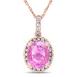 Pink Sapphire & Halo Diamond Pendant Necklace in 14k Rose Gold 2.44ct