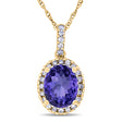 Tanzanite & Halo Diamond Pendant Necklace in 14k Yellow Gold 2.44ct