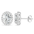 Oval Lab Moissanite & Halo Lab Diamond Stud Earrings 14k White Gold 3.82ct