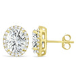 Oval Lab Moissanite & Halo Lab Diamond Stud Earrings 14k Yellow Gold 3.82ct