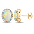 Oval Lab Opal & Halo Lab Diamond Stud Earrings 14k Yellow Gold 2.60ct
