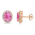 Oval Lab Pink Tourmaline & Halo Lab Diamond Stud Earrings 14k Rose Gold 5.00ct
