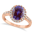 Oval Lab Alexandrite & Halo Diamond Engagement Ring 14k Rose Gold 2.82ct