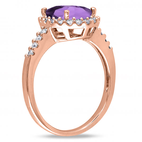 Oval Amethyst & Halo Diamond Engagement Ring 14k Rose Gold 2.82ct