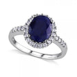 Oval Lab Blue Sapphire & Halo Lab Diamond Engagement Ring 14k W. Gold (3.92ct)