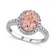 Oval Morganite & Halo Diamond Engagement Ring 14k White Gold 3.57ct